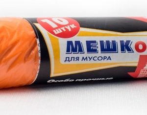 Мешок с завязками, ПНД, «МЕШКОFF», 30 л, 10 штук в упаковке, 60 коробок, оранжевый (1 рулон)